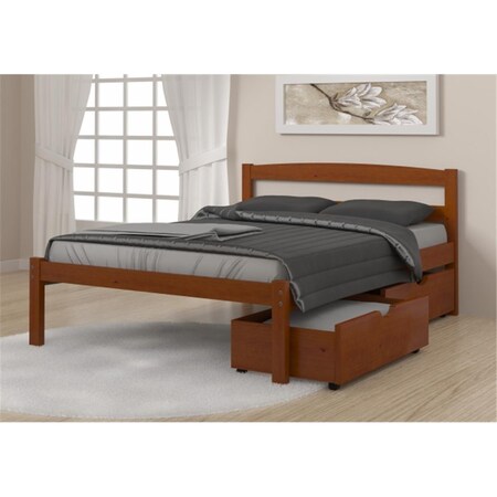Fixturesfirst PD-575FE-505E Full Size Econo Bed with Dual Under Bed Drawers in Light Espresso FI2484090